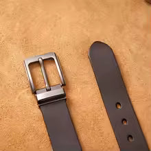 Genuine Cowhide Leather Belt for Men - Classic Pin Buckle, Business & Casual Wear