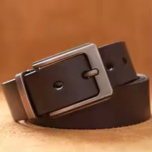 Genuine Cowhide Leather Belt for Men - Classic Pin Buckle, Business & Casual Wear