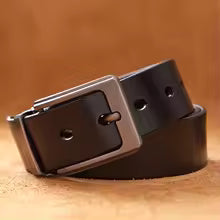 Genuine Cowhide Leather Belt for Men - Classic Pin Buckle, Business & Casual Wear