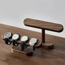 Walnut Wood Watch & Jewelry Display Stand - Bracelet, Necklace & Anklet Hanger Organizer