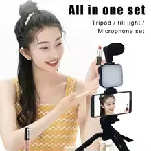 Smartphone Vlogging Kit — Tripod, Mic & LED Light