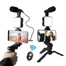 Smartphone Vlogging Kit — Tripod, Mic & LED Light