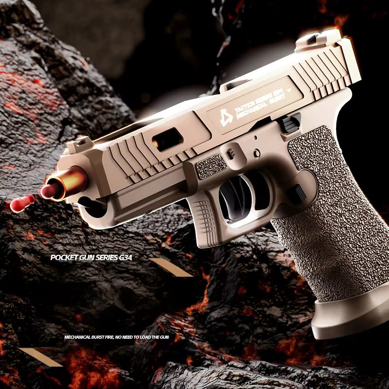 G34 Soft Bullet Toy Pistol – Shell Ejecting Blowback Continuous Firing Toy Gun