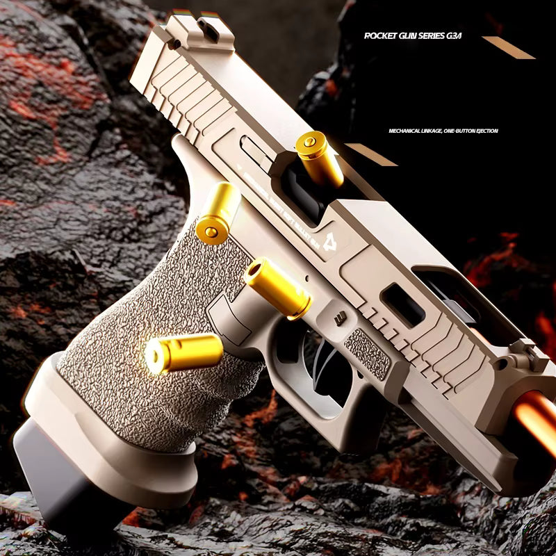 G34 Soft Bullet Toy Pistol – Shell Ejecting Blowback Continuous Firing Toy Gun