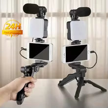 Smartphone Vlogging Kit — Tripod, Mic & LED Light