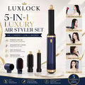 LUXLOCK Professional 5-in-1 Hair Styling Set – Curler, Straightener & Hot Air Comb