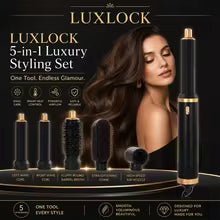LUXLOCK Professional 5-in-1 Hair Styling Set – Curler, Straightener & Hot Air Comb
