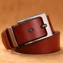 Genuine Cowhide Leather Belt for Men - Classic Pin Buckle, Business & Casual Wear