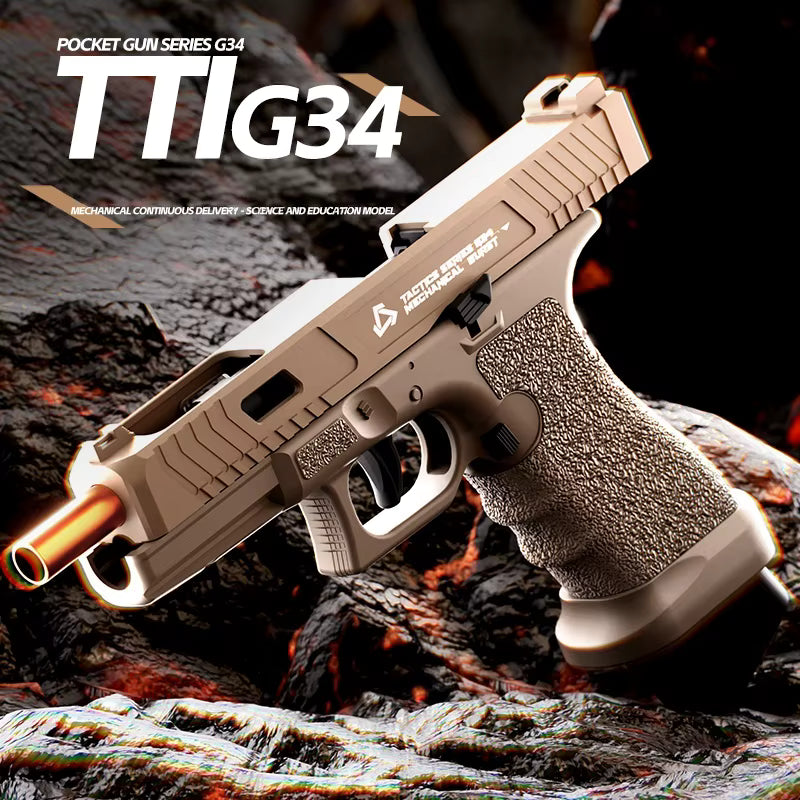 G34 Soft Bullet Toy Pistol – Shell Ejecting Blowback Continuous Firing Toy Gun