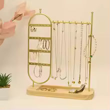 Desktop Solid Wood Base Jewelry Rack - Organizer for Watches, Earrings, Bracelets & Necklaces