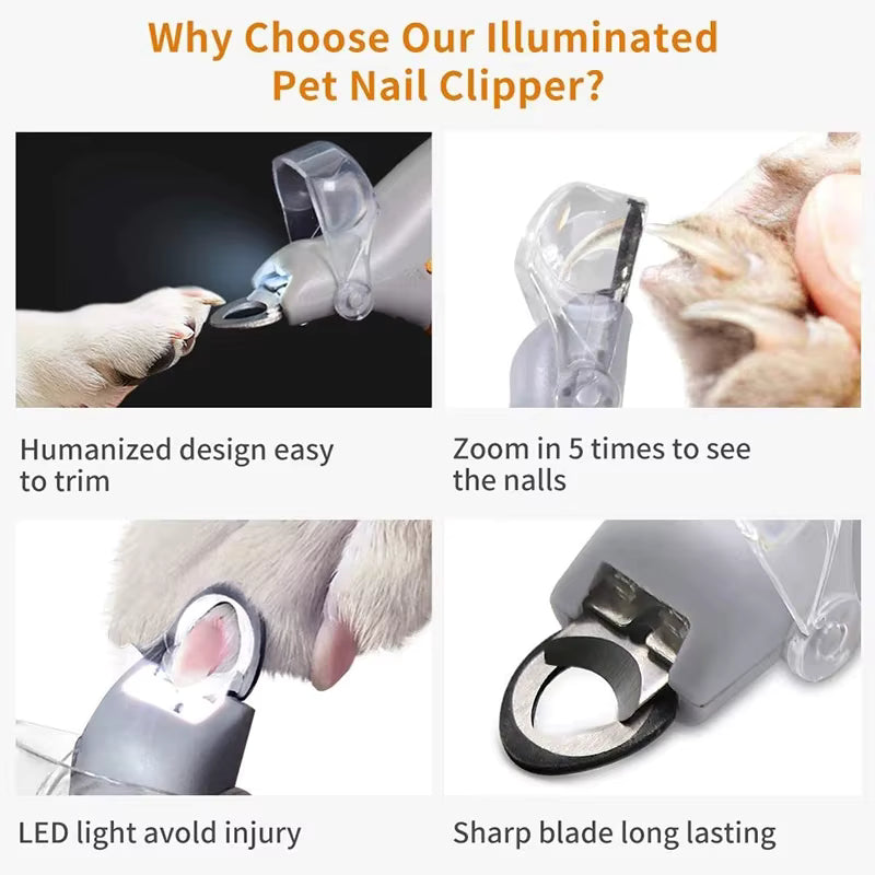 Professional Pet Nail Clipper with LED Light