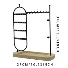 Desktop Solid Wood Base Jewelry Rack - Organizer for Watches, Earrings, Bracelets & Necklaces