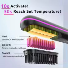 Cordless Hair Straightener Brush – USB Rechargeable, Anti-Scald, LED Display