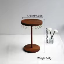 Walnut Wood Jewelry Organizer Display Stand - Necklace, Earring & Bracelet Holder Set