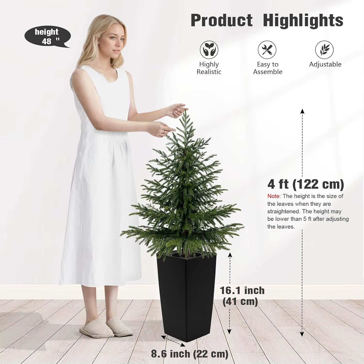 2 Pack 4FT Artificial Norfolk Pine Trees with Large Planter