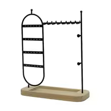 Desktop Solid Wood Base Jewelry Rack - Organizer for Watches, Earrings, Bracelets & Necklaces