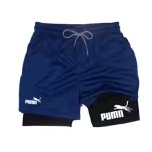 Men's 2-in-1 Compression Shorts - Breathable Quick-Dry Athletic Shorts with Inner Liner