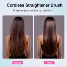 Cordless Hair Straightener Brush – USB Rechargeable, Anti-Scald, LED Display