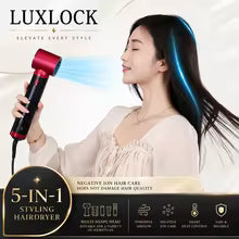 LUXLOCK Professional 5-in-1 Hair Styling Set – Curler, Straightener & Hot Air Comb