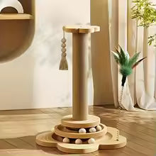 1pcs High-Quality Cat Scratch Board Rotating Platform - Wooden Fiber Chew Toy, Durable and Non Shedding Cat Tree Stand, Vertical
