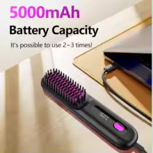 Cordless Hair Straightener Brush – USB Rechargeable, Anti-Scald, LED Display