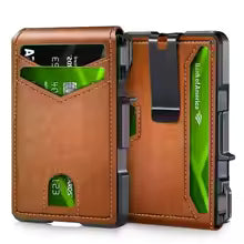 RFID Blocking Slim Metal Wallet with Money Clip