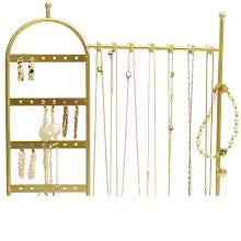 Desktop Solid Wood Base Jewelry Rack - Organizer for Watches, Earrings, Bracelets & Necklaces