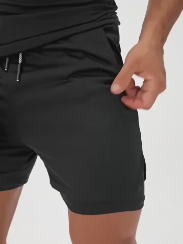 Men's 2-in-1 Compression Shorts - Breathable Quick-Dry Athletic Shorts with Inner Liner