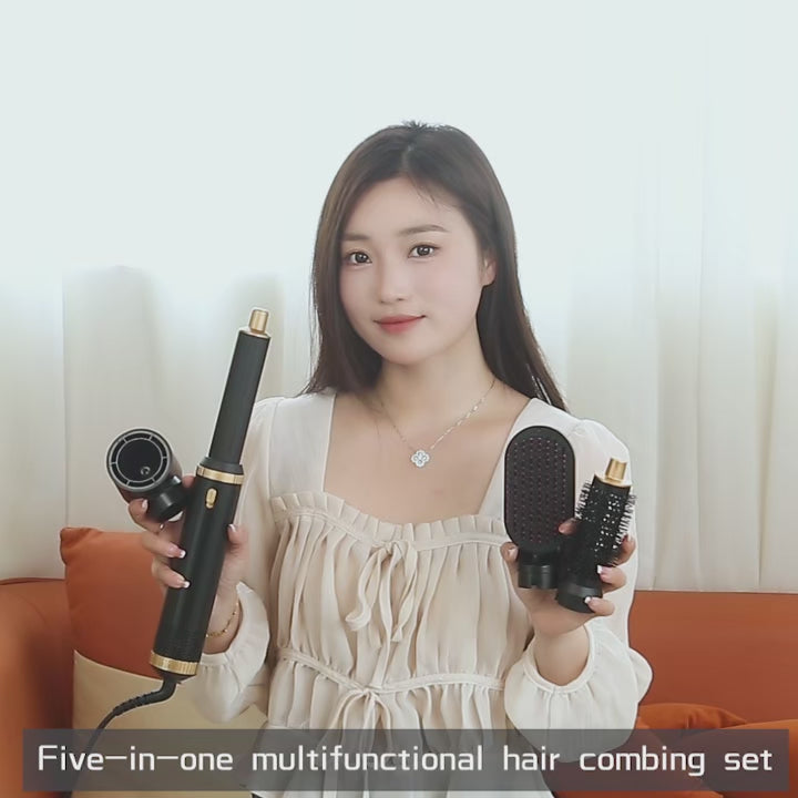 LUXLOCK Professional 5-in-1 Hair Styling Set – Curler, Straightener & Hot Air Comb