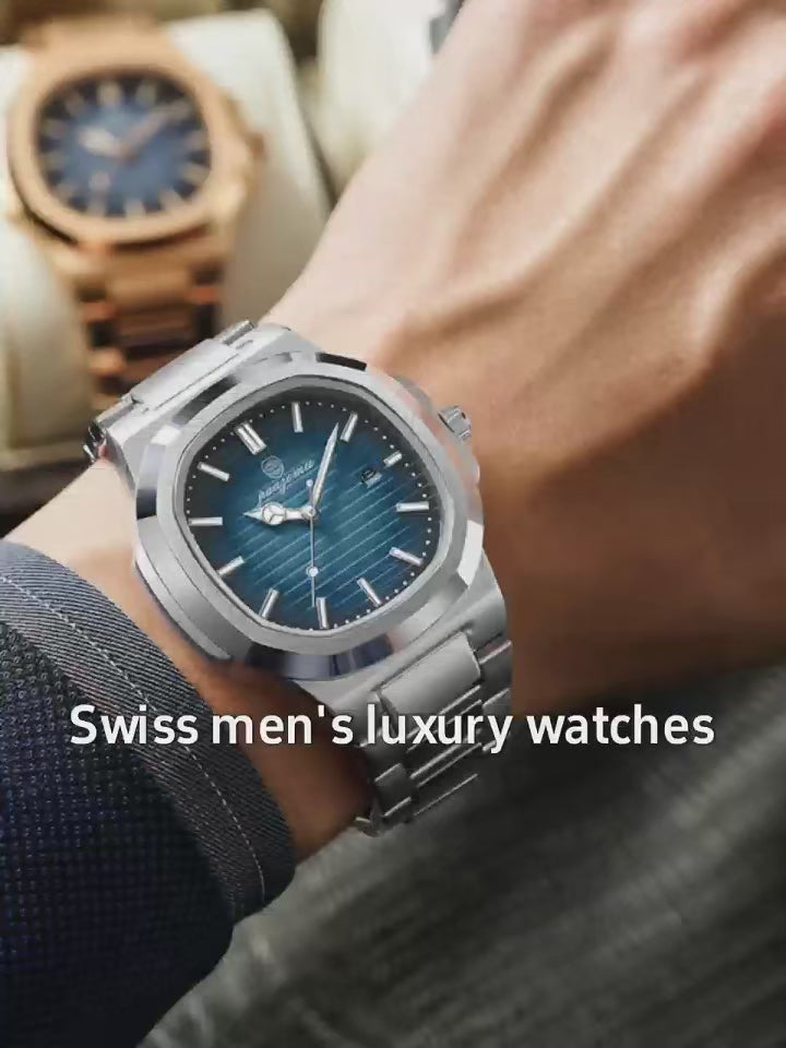 PAAZOMU Luxury Men's Quartz Wristwatch - Stainless Steel, Waterproof, Luminous Date Display