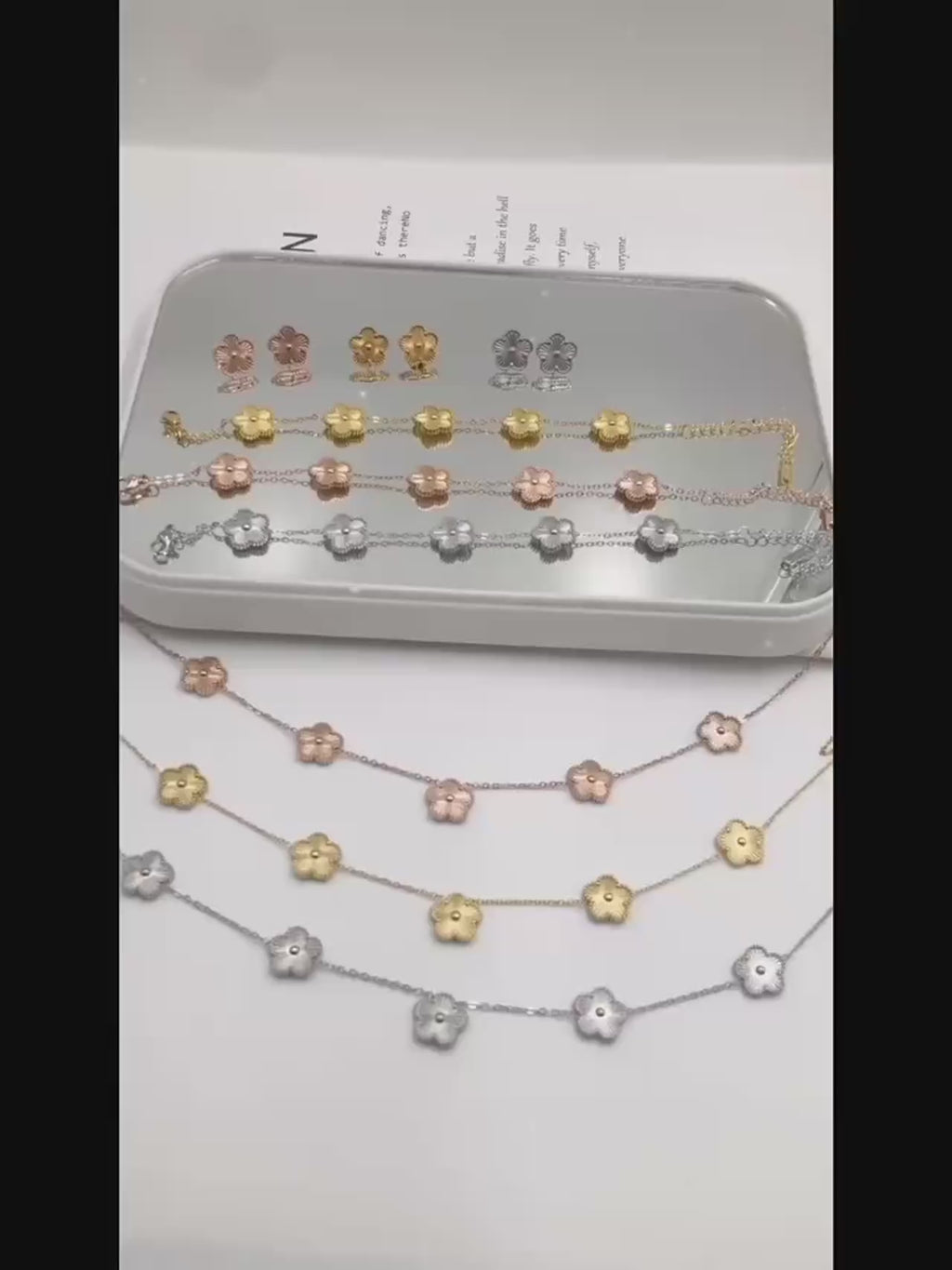 Luxury Stainless Steel Five Flower Bracelet for Women – Adjustable Fashion Jewelry
